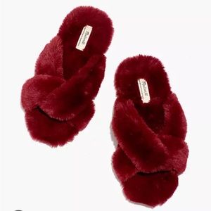 NWT Madewell Crisscross Scuff Slippers in Recycled Faux Fur